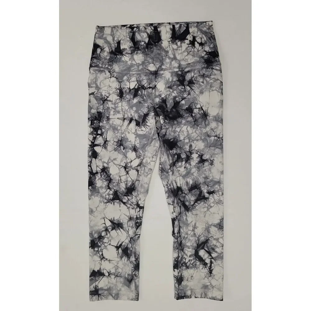 Lululemon Wunder Under Hi-Rise Dual Shibori Antique White Cement Grey 6 $98 Crop